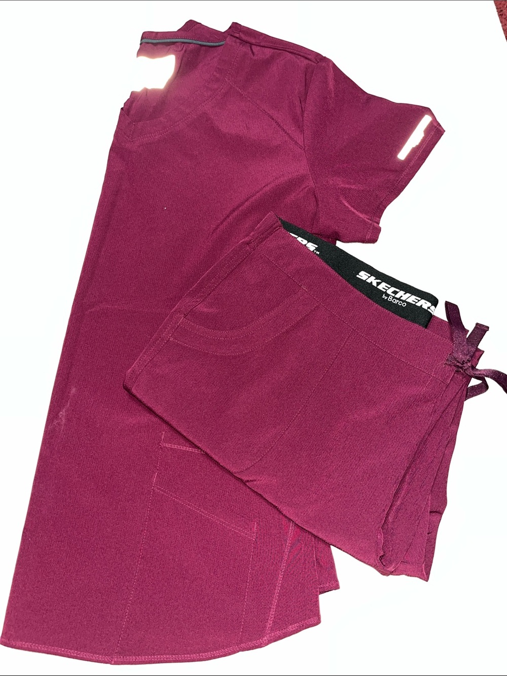 Skechers Burgundy Wine-Red Medical Scrub Set